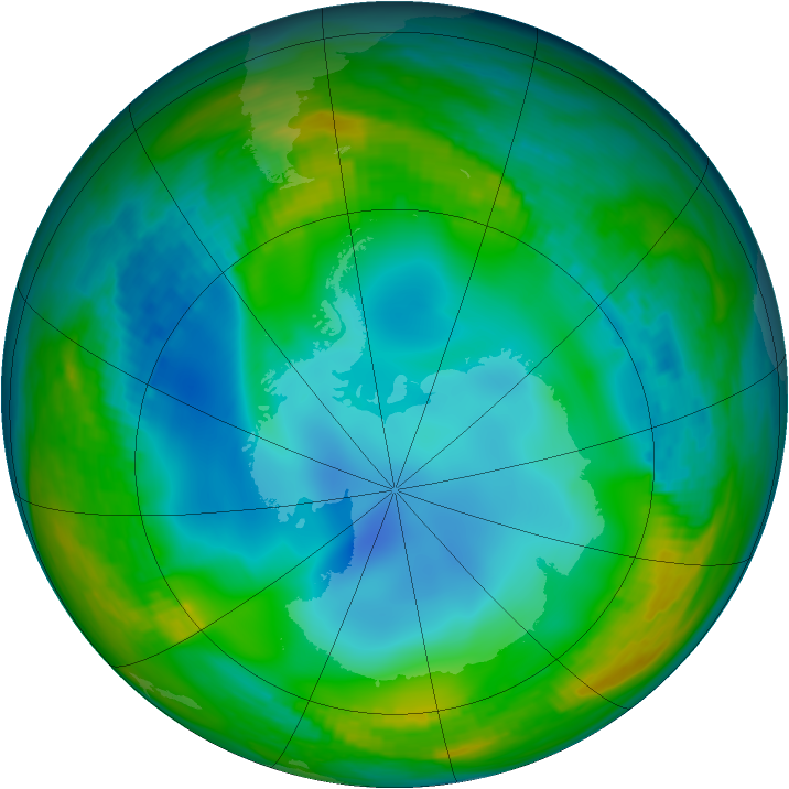 Antarctic ozone map for 21 June 1983